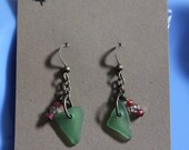 Bermuda Triangle Green Sea Glass Earrings