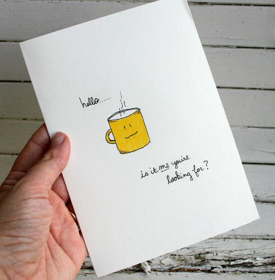 Hello Coffee hand drawn greeting card