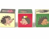 Party Decoration Hedgehog & Mushrooms Wooden Blocks