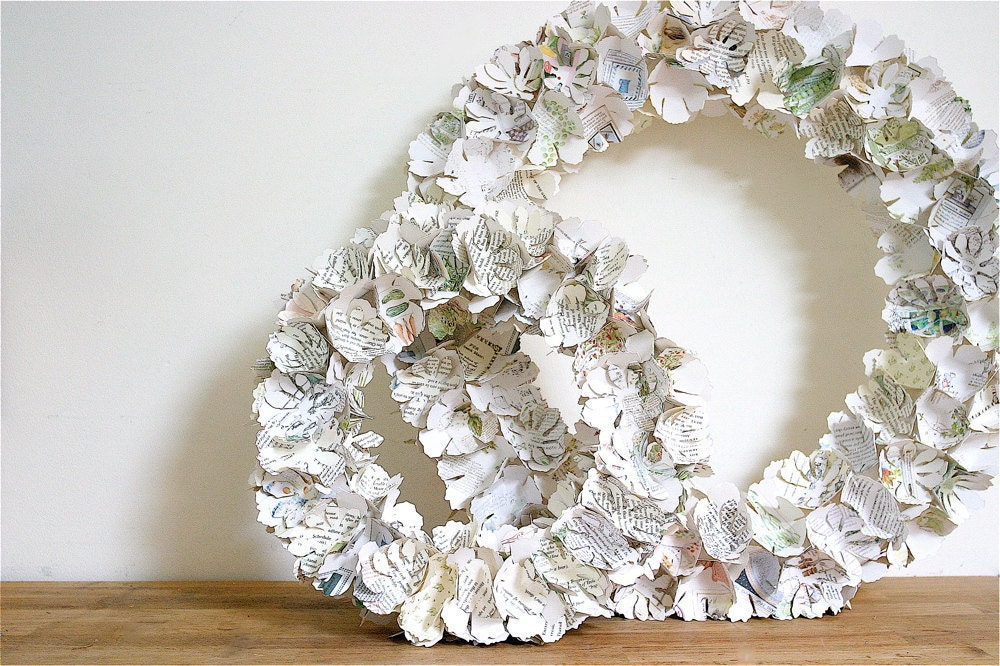 wreath, upcycled from storybooks, customize with your own materials