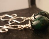 Malachite Gemstone Sterling Silver Earring Drops