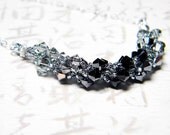Black Swarovski Crystal Necklace, Jet, Jet Hematite 2x, Crystal Silver Night, Black Diamond, Sterling Silver - "Nightfall" by Whimsy Beading