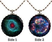 Galaxy Space Pendant Necklace - Design Pair D - Double Sided