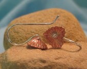 Copper Heart Earring Mixed Metal Heart Earring Silver and Copper Dangle Earring Orange Brown Tiny Dainty Delicate JJDLJewelryArt