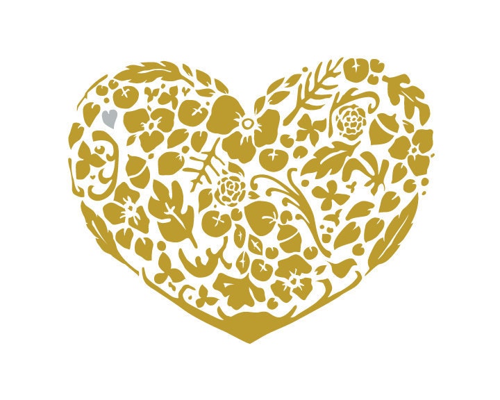 Gold & Silver Woodland Modern Heart Print Il_170x135