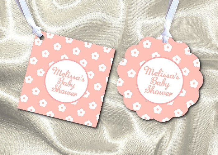 Printable Party Circles, 2" Squares, Wedding, Birthday, Bridal, Baby Shower, Peach, Flowers, Print at Home, PDF Il_170x135