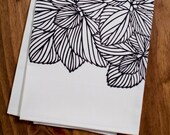 leaves . organic tea towel . black