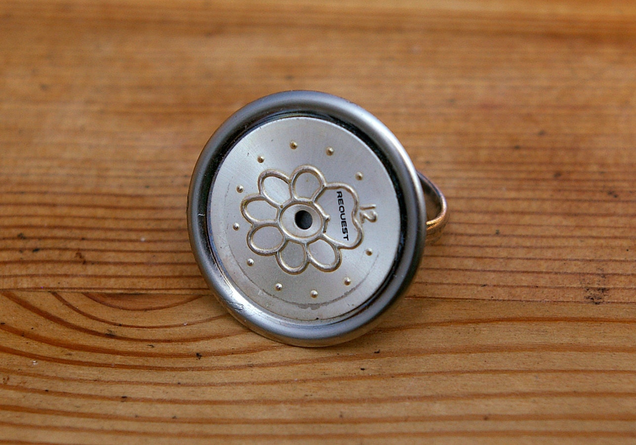 Silver Flower Watch Face Ring