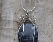 Bullseye Jasper Pendant Wire Wrapped in Sterling Silver