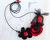 Black Red Necklace, satin