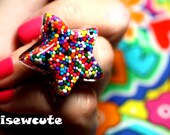 Sprinkles Star Ring - Catch a Falling Star...Right Through A Rainbow ...wearable resin sprinkles star adjustable ring ...by isewcute