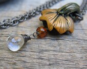 Pumpkin Guts Necklace ... Shattered Pumpkin and Gemstones