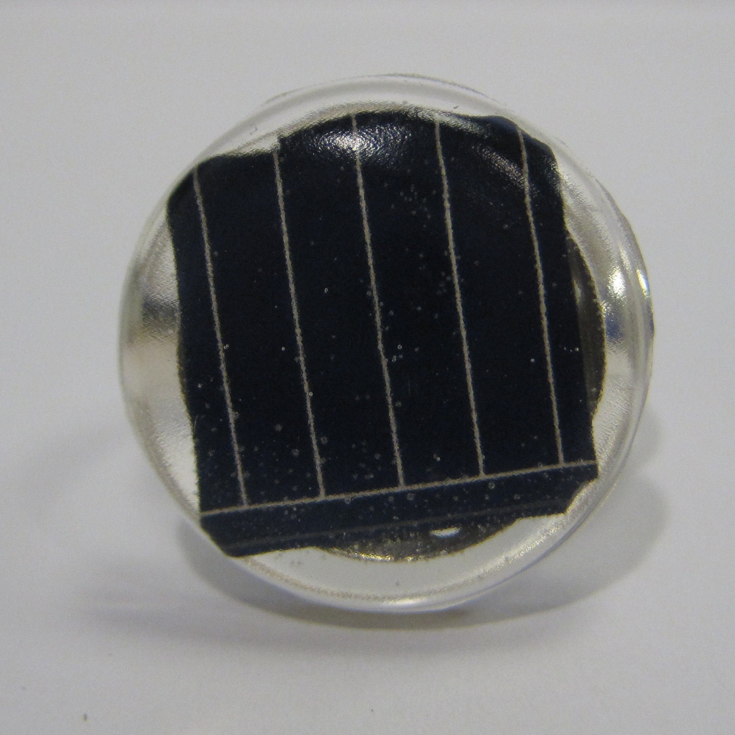 Silver Solar Panel Ring Blue Circle
