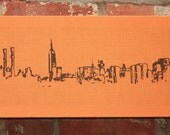 New York Skyline Stretched Linen Wall Hanging - Brown/Pumpkin