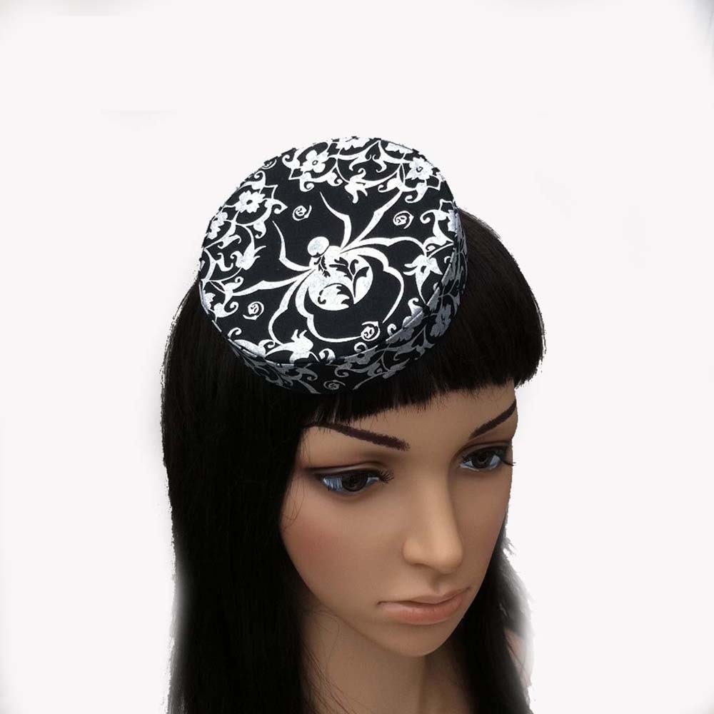 Mini Silver Mettalic Spider Pillbox Hat