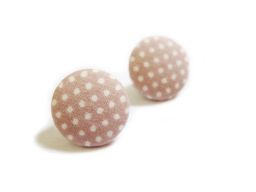 Button Earrings / Clip On Earrings  - polka dot earrings