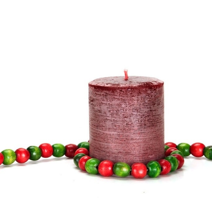 Christmas Wreath Scented Pillar Candle, Handmade and Hand-poured, 14 ounces ( 397 grams)