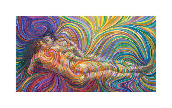 Reclining Lovers Print By Energy Artist Julia Watkins - paintings of lovers