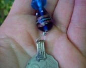 Short Middle Eastern Coin Blue Beaded Hair Accessory (Part Two of Two Step Process Hair Sticks)