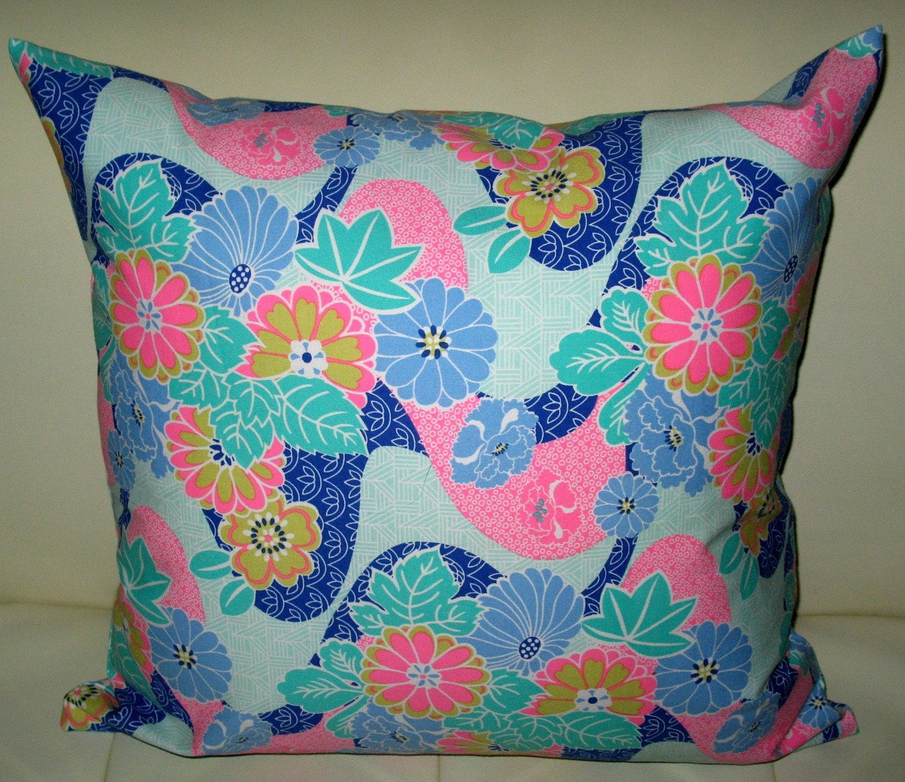 Free US shipping Elegant Designer 20x20 Pillow Cover with Invisible zipper closure  Abstract and Flower Print
