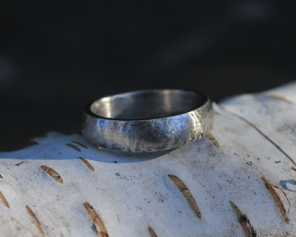 Silver Bark, womens handmade fine silver ring