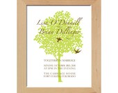 Custom Wedding Gift: Tree and Bird Art Print, 8 by 10 fine art print, flying birds