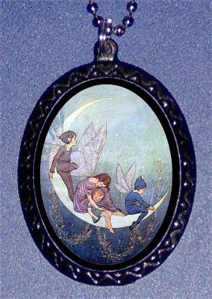 Moon Fairies Pixies Victorian Necklace Pendant NEW