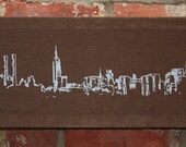 New York Skyline Stretched Linen Wall Hanging - Grey/Brown