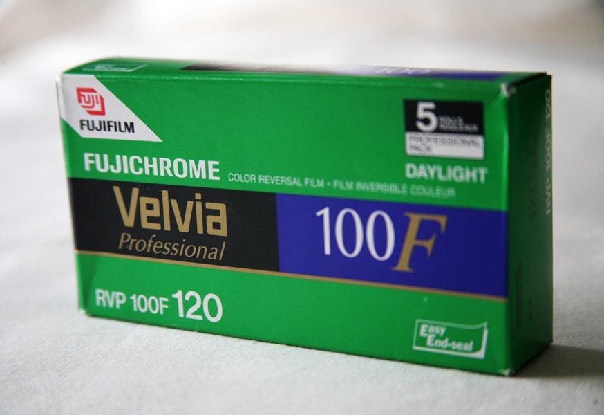 5 Rolls of Fujichrome Velvia 100F 120 Slide Film (Expired)