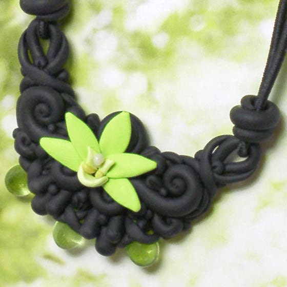 Elegant Green Orchid Swag Necklace