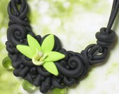 Elegant Green Orchid Swag Necklace