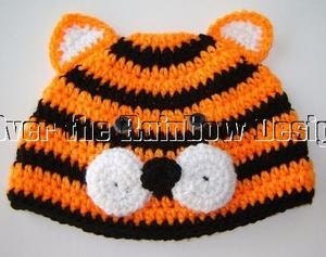 Hand Made Crochet Chubby cheek TIGER Beanie Hat BABY SIZE