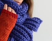 Huge Oversized Hand-knit Scarf - The Monster Scarf in Cobalt Blue