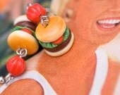 Earrings - Hamburger or Veggie Burger with Tomato and Lettuce Handmade by Roscata