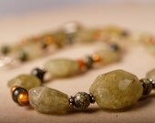 S A L E - Forest light necklace of grosular garnet and Russian jade
