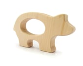 organic wood teether - natural wooden toy, little BEAR, safe teething for babies, newborns, eco-friendly and sustainable