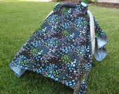 Black & Blue Flowered Car Seat Cover with Detailed Stiching