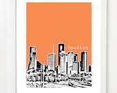 Houston City Art Print - Skyline Poster 8x10