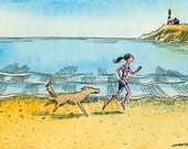 Original ACEO Painting -- Running on the beach