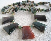Fancy Jasper Necklace Polished Slab Green Russet