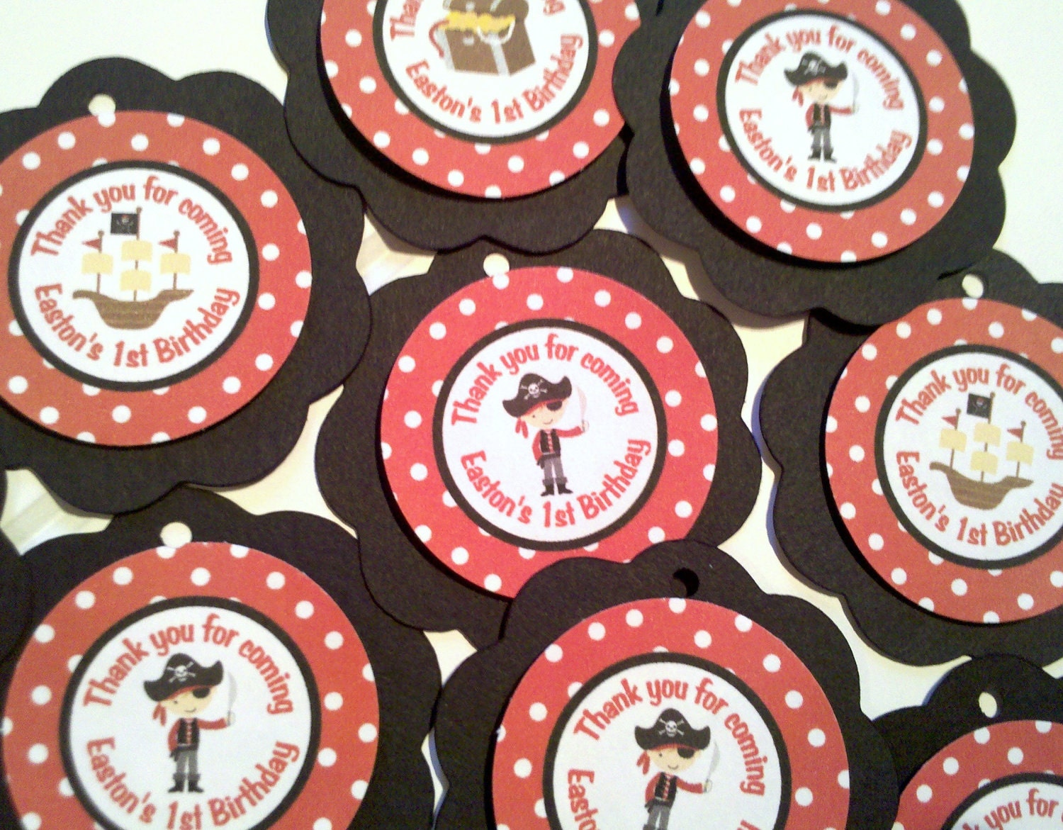 Pirate FAVOR TAGS - Happy Birthday Party Decorations - Pirate Theme Birthday Party Thank You Tags