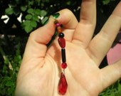 Red Prism Charm Black and Red Hue Beaded Hair Accessory (Part Two of Two Step Process Hair Sticks)