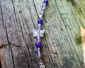 Butterfly Charms Purple Beaded Hair Accessory (Part Two of Two Step Process Hair Sticks)