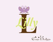 Personalized Monogram Name with butterfly, nursery, kids & teens room, custom removable decals stickers