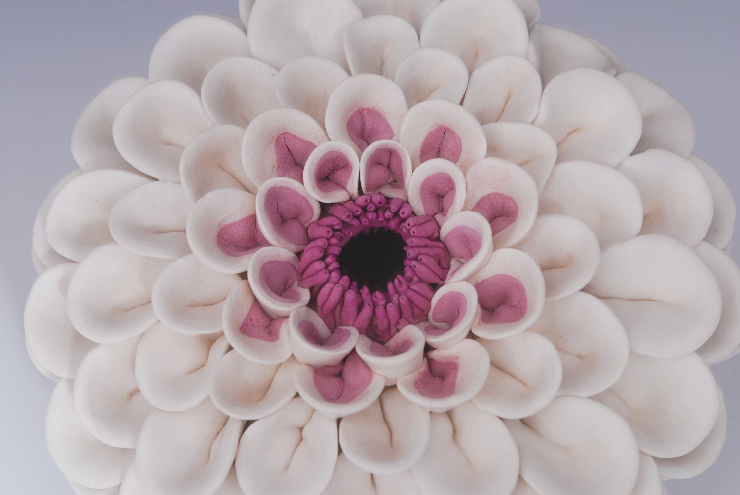Textured Ceramic Vase in White, Magenta, Purple - Porcelain Clay Sculpture