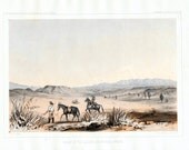 1857 Rare Handcoloured Engraving of the Wild West. Valley of the Aravaypa from Bear Springs, Arizona