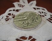 Green and White Broken China and Sterling Pin - Shabby Chic