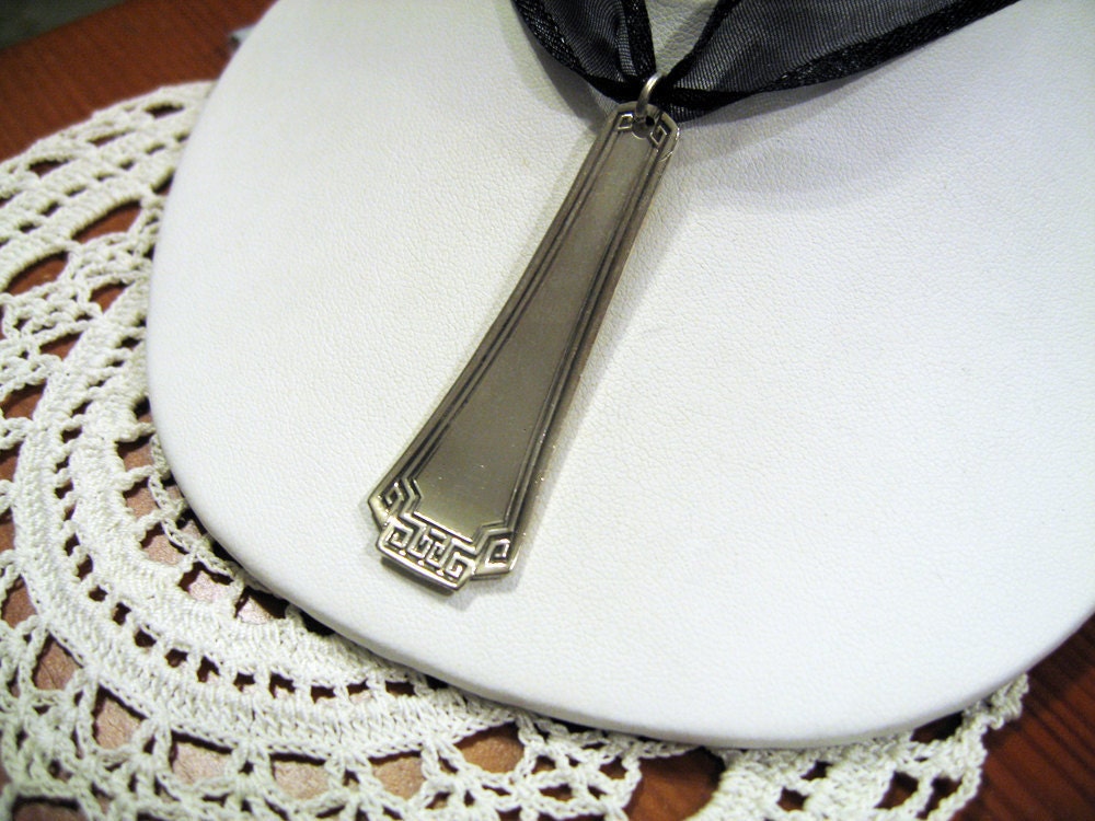Pendant Made From Vintage Silverplate Fork Handle - Shabby Chic