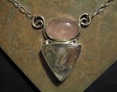 Rose Quartz, Lodolite and Sterling Necklace