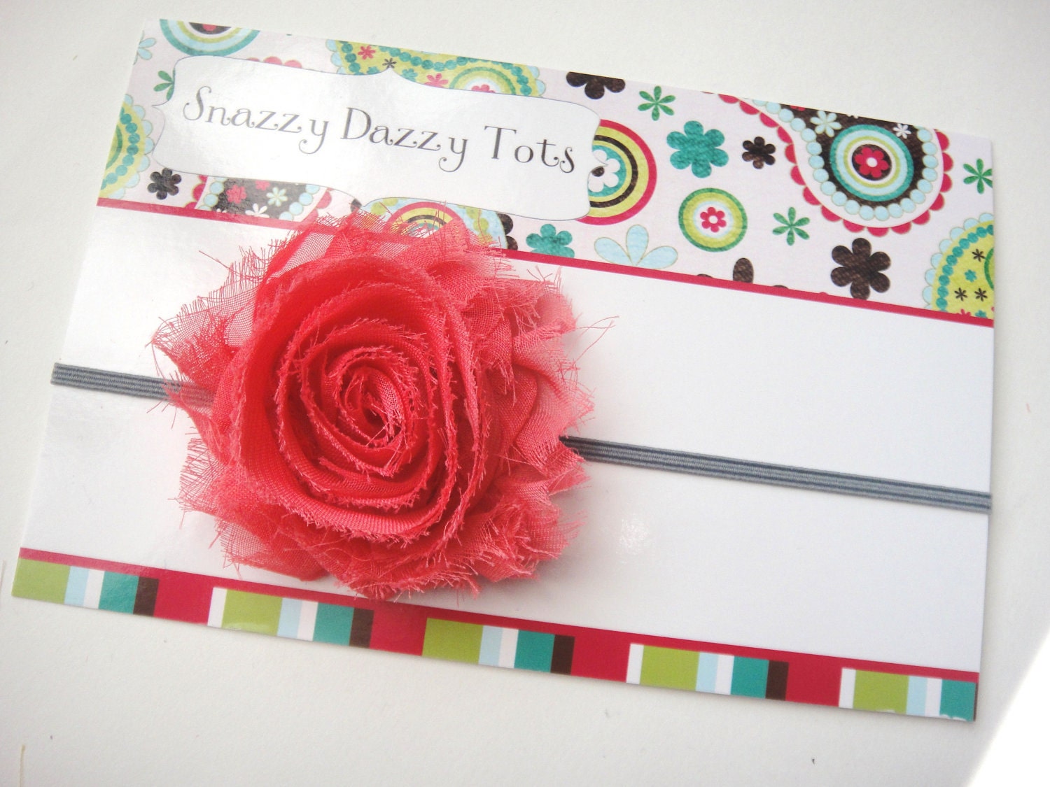 Coral Pink Flower Headband Easter - Shabby Chic Chiffon Flower Rosette on Skinny Headband - Infant Toddler Teen Adult SALE